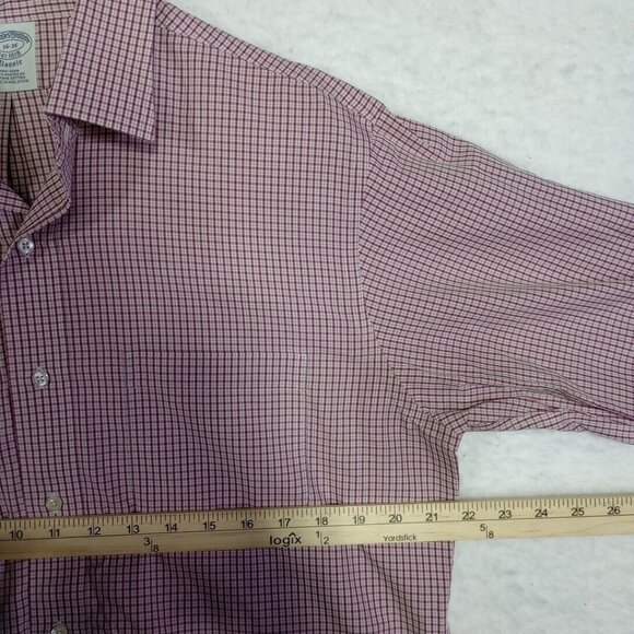 Brooks Brothers Classic Mens Long Sleeve Button-up Supima Cotton Shirt Red 16-35 - Picture 5 of 11